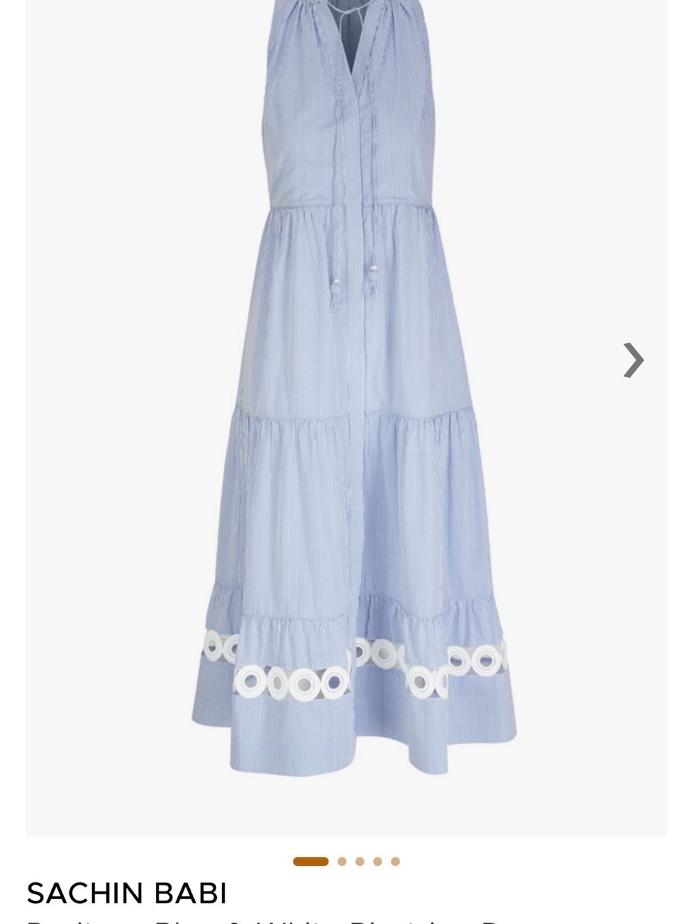 Sachin + Babi Pale Blue Tiered Positano Dress with White Eyelet Trim